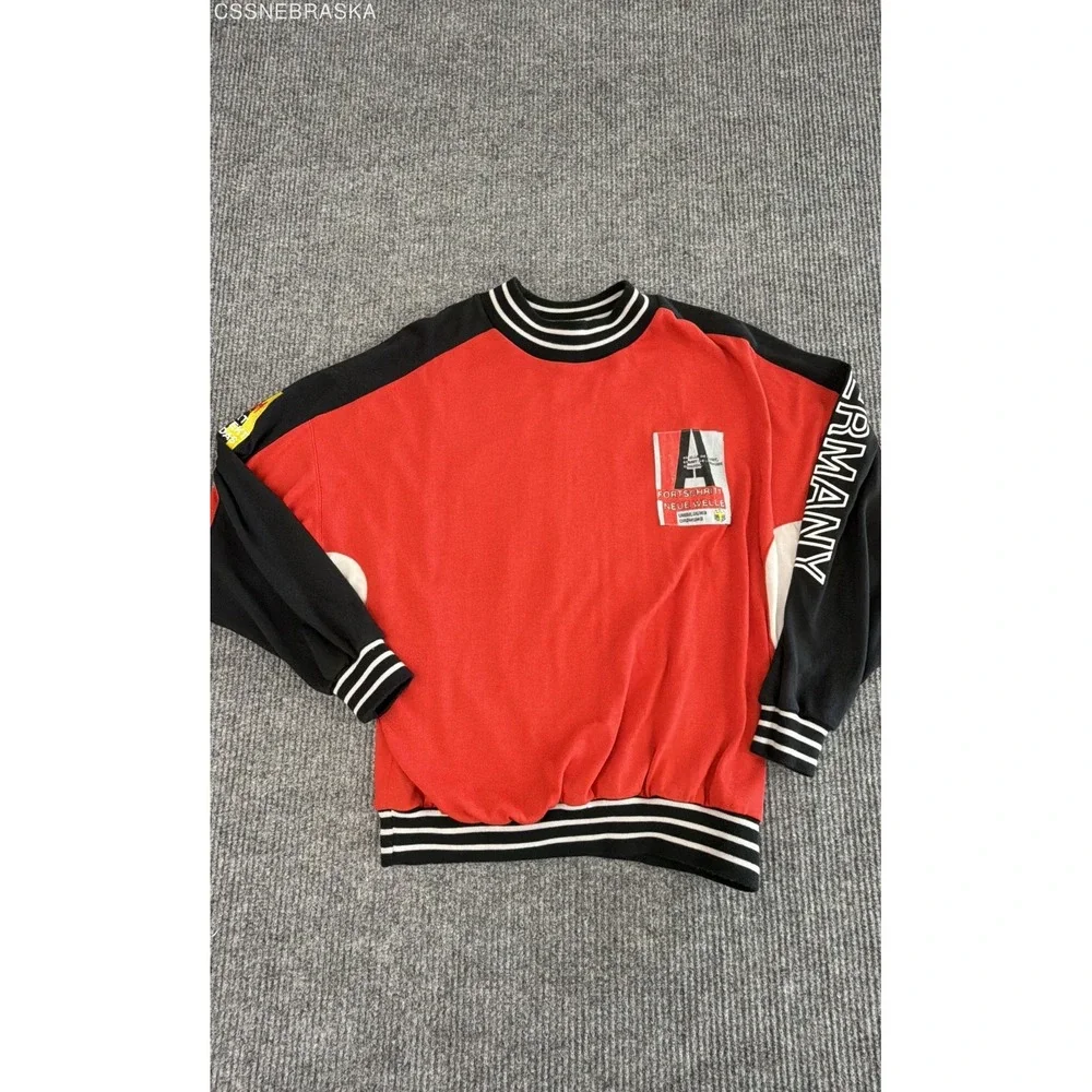 Vintage 80s Adidas Germany Fortschritt Neue Welle Sport Sweatshirt Red Black XL